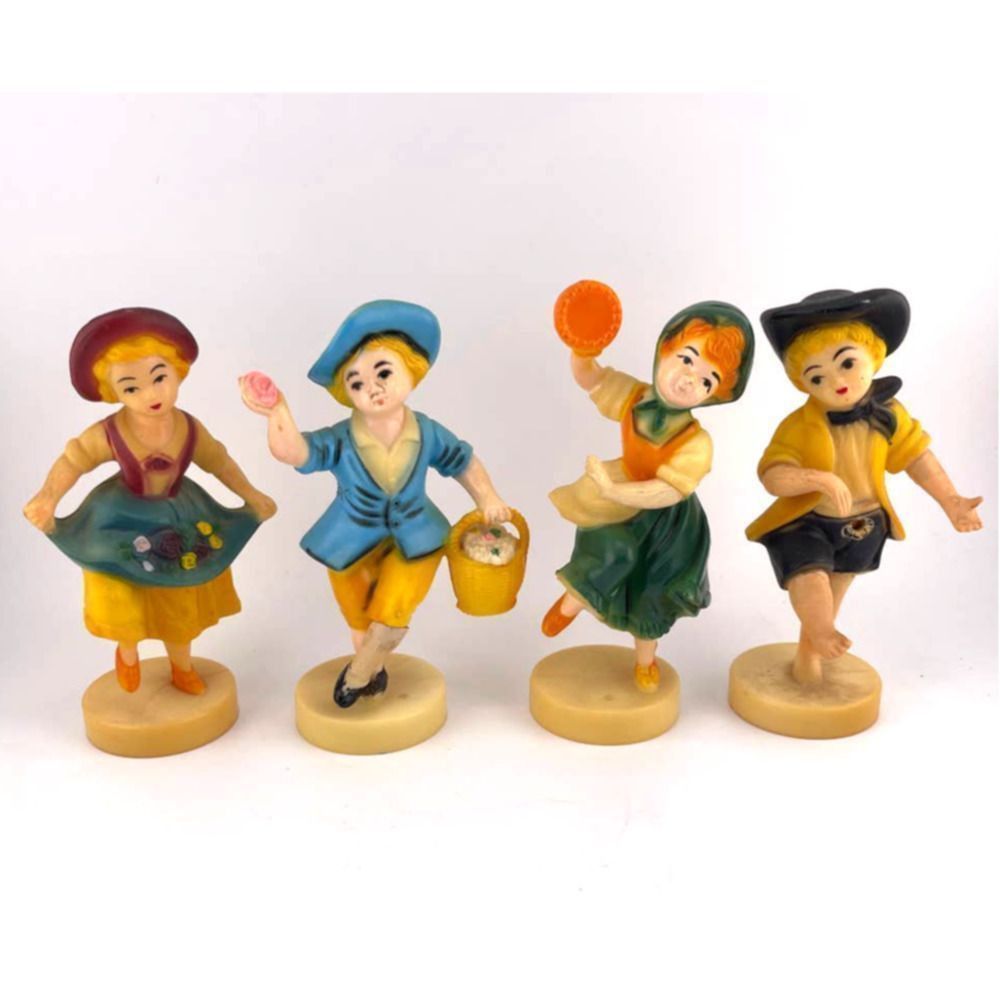Vintage Emson Hong‎ Kong Artistic Statue Hard Plastic Figurines Lot Of 4